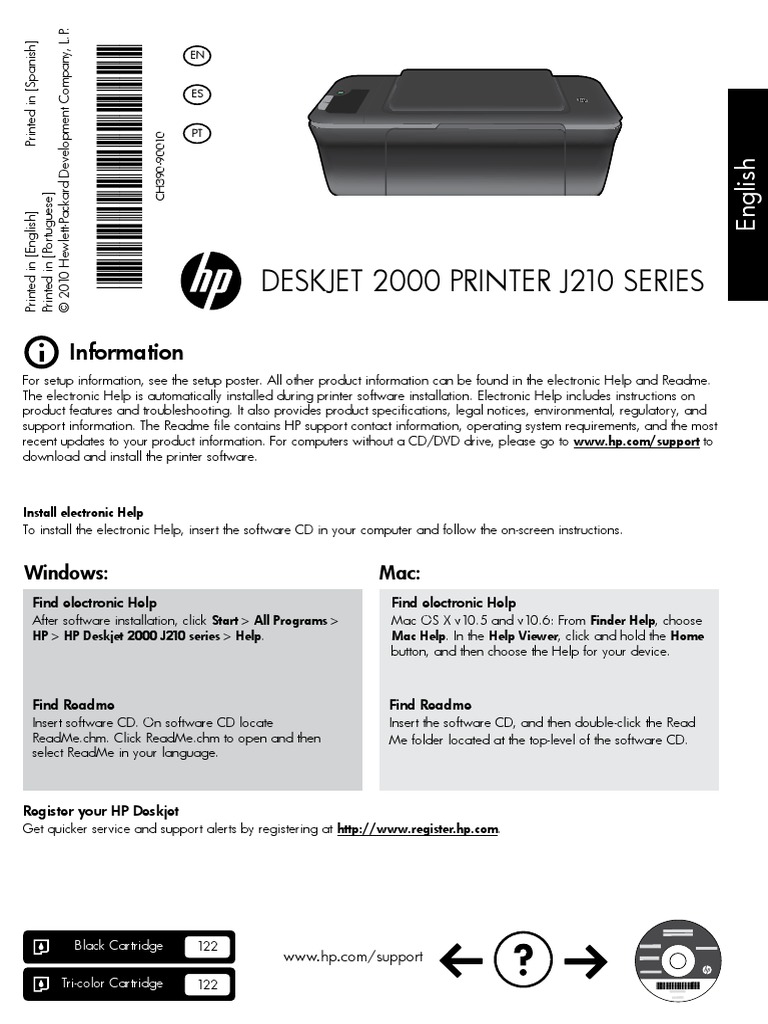 Deskjet 2000 Printer J210 Series CH39090010 CH39090010 PDF Mac