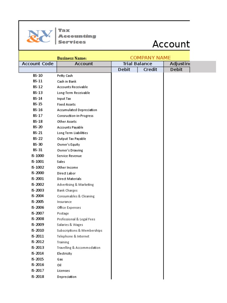 Sample Accounting Excel PDF Debits And Credits Expense