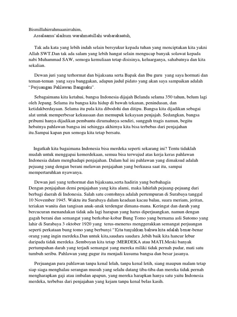 Berikut Ini Naskah Pidato Bung Tomo