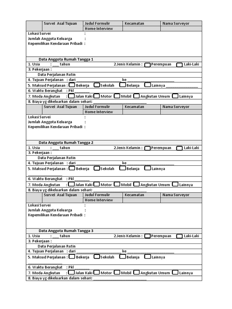 Survei Wawancara di Rumah Tangga | PDF | Karier & Perkembangan