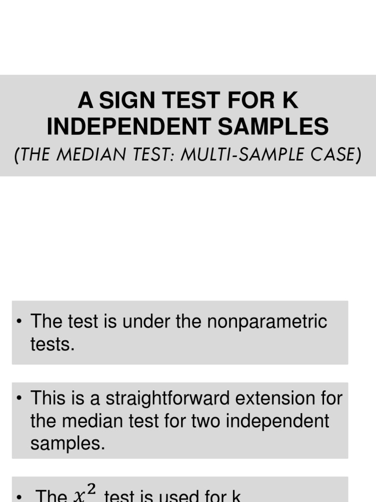 Sign Test for K Independent Samples | PDF | Median | Chi Squared Test