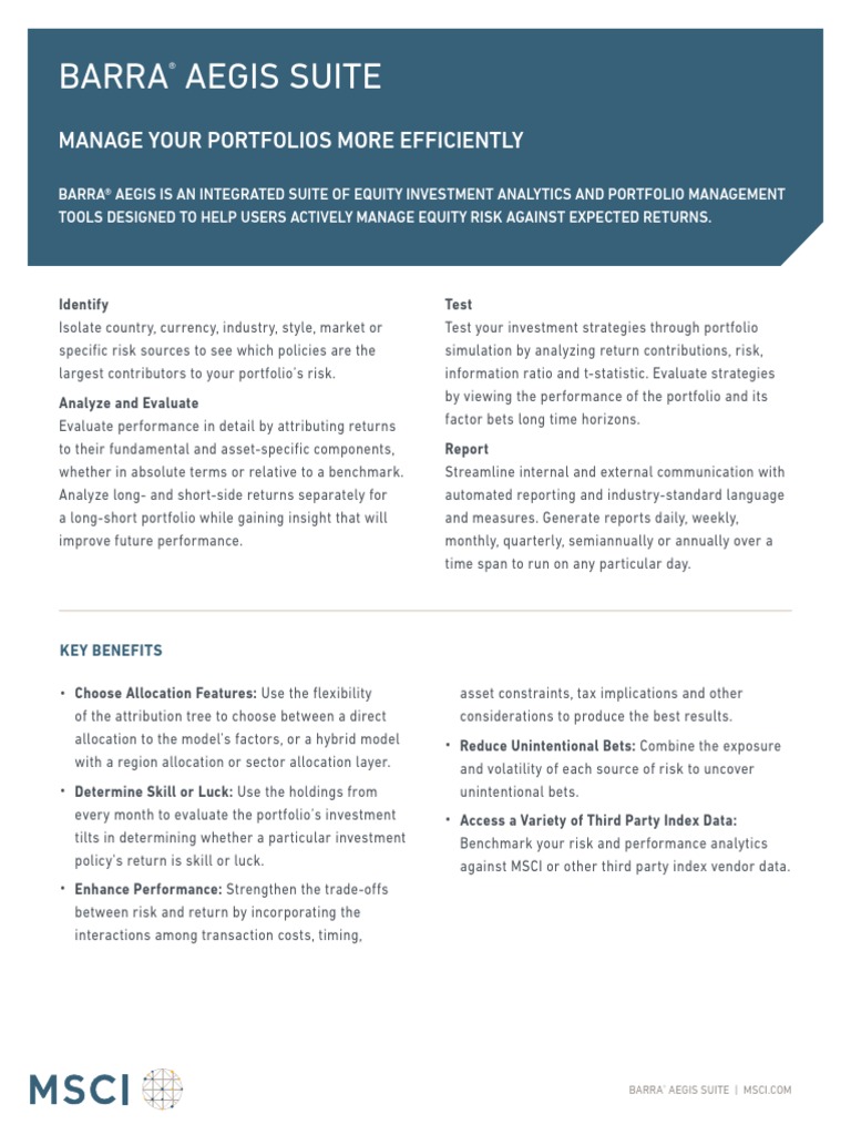 Barra Aegis FactSheet PDF Analytics Investment Management