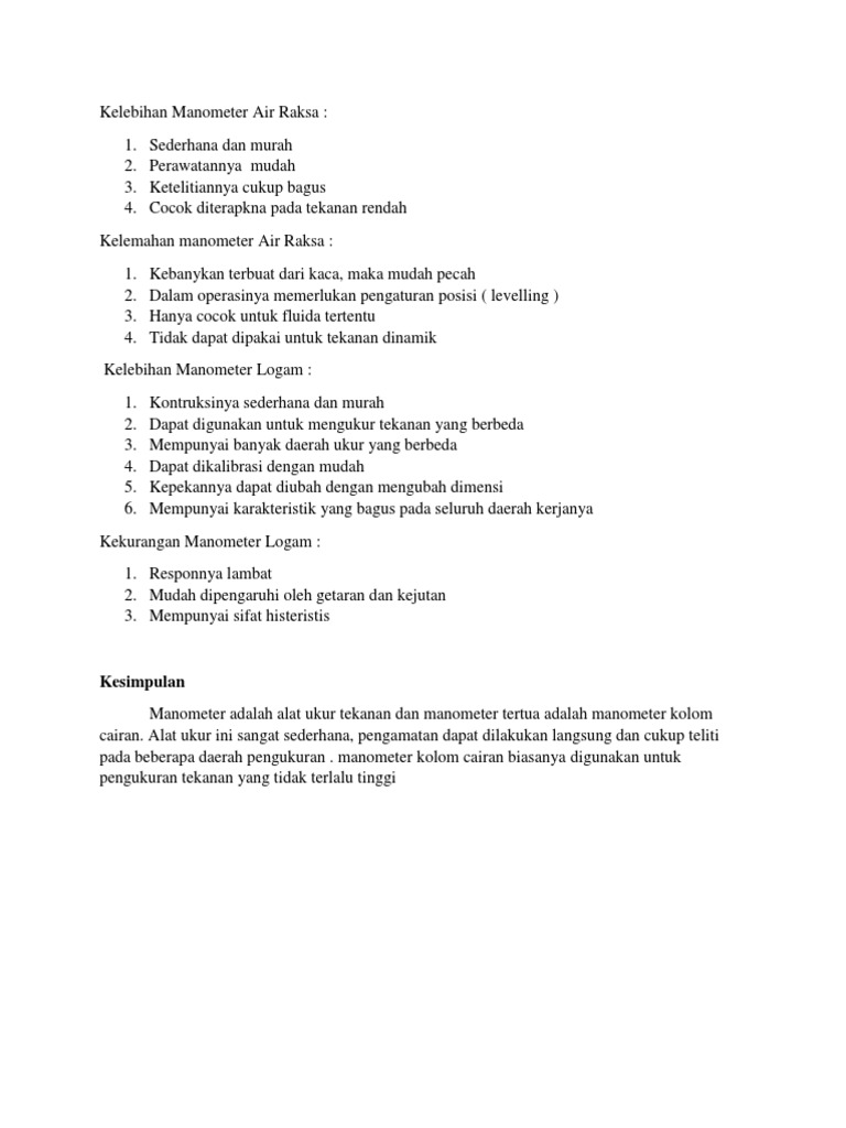 Kelebihan Manometer Air Raksa | PDF