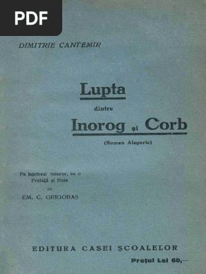 Dimitrie Cantemir Lupta Dintre Inorog și Corb Roman Alegoric Pdf