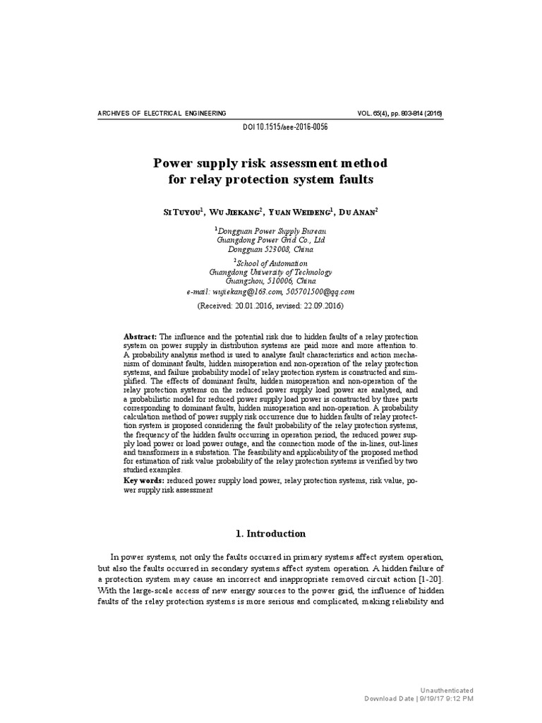 Power Supply Risk Assessment Method | PDF | Reliability Engineering ...