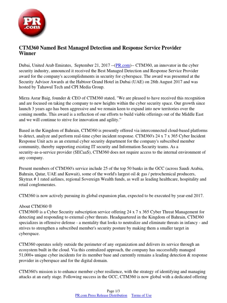 CTM360 Named Best Managed Detection and Response Service Provider ...
