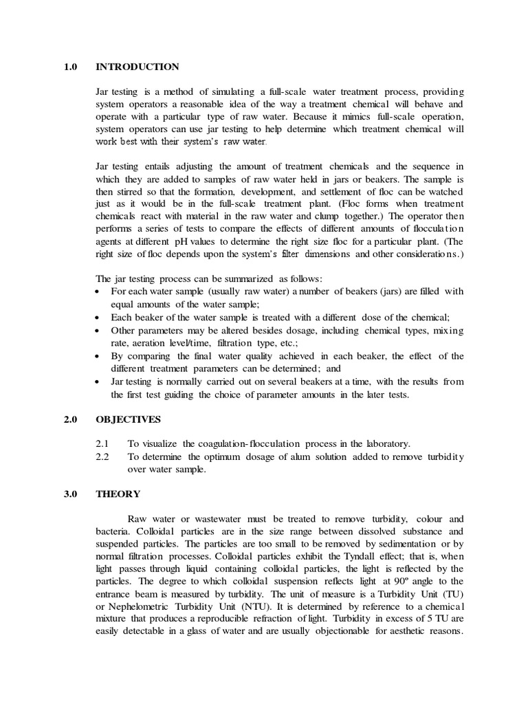 Jar Test Report PDF Colloid Chemistry