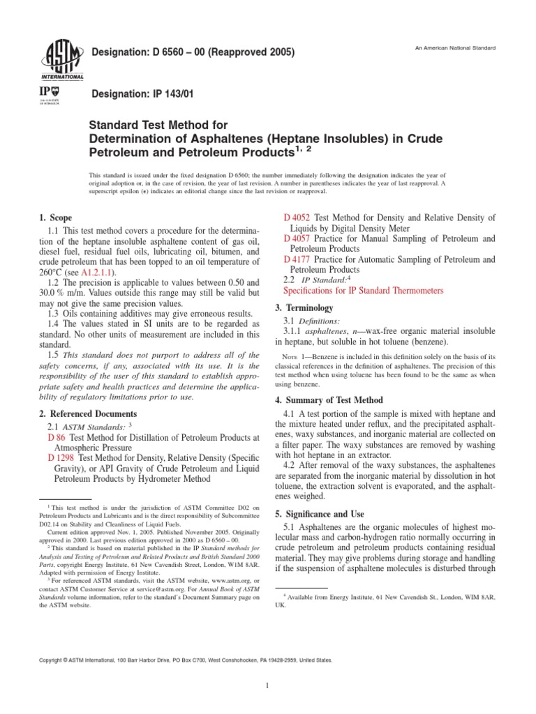 IP 143-01 e D6560 | PDF | Petroleum | Distillation