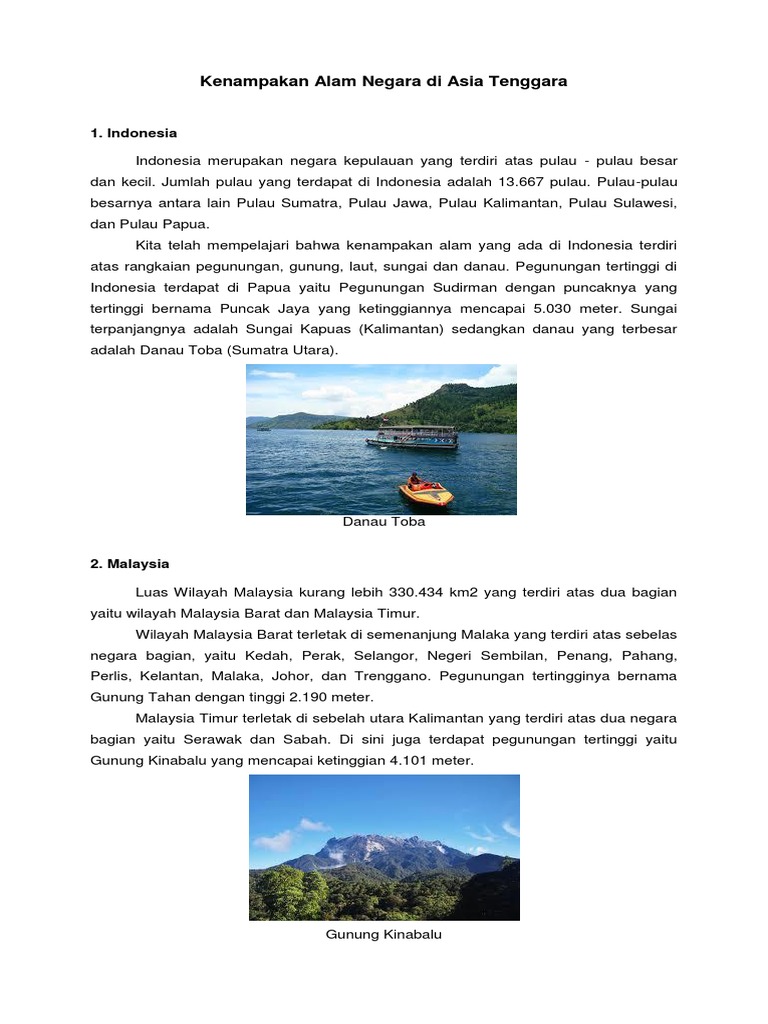 Kenampakan Alam Negara Di Asia Tenggara Kenampakan Alam Negara Di Asia Tenggara