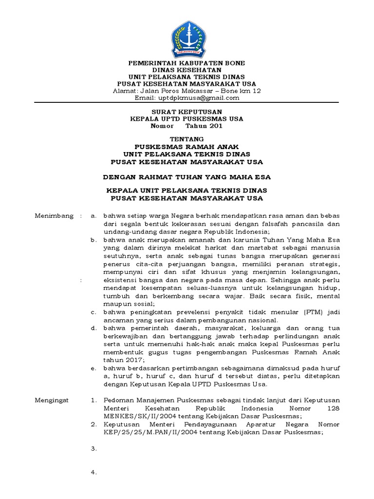 Sk Puskesmas Ramah Anak Docx
