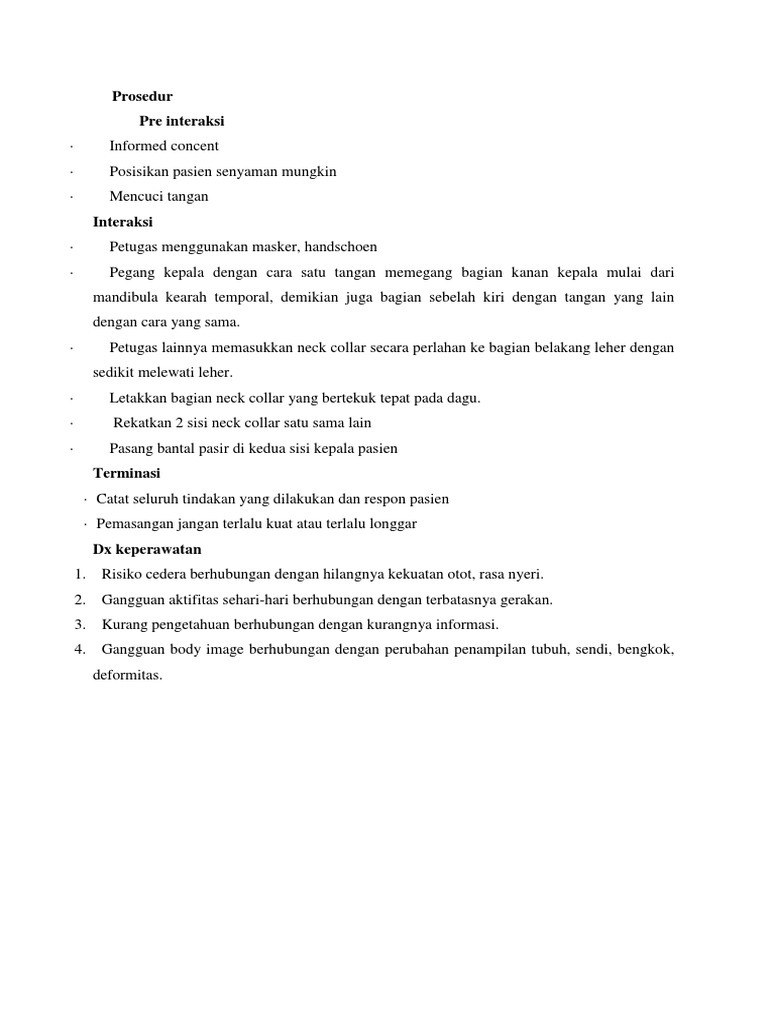 Prosedur Pemasangan Neck Collar Pdf