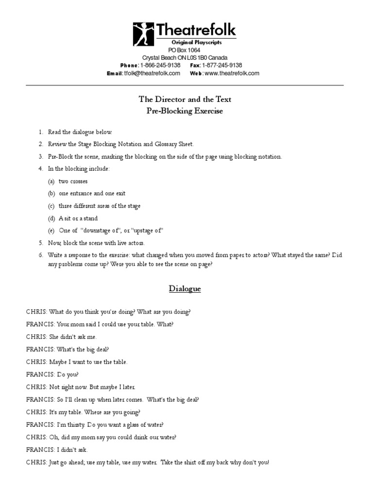 Theatrefolk: The Director and The Text Pre-Blocking Exercise | PDF