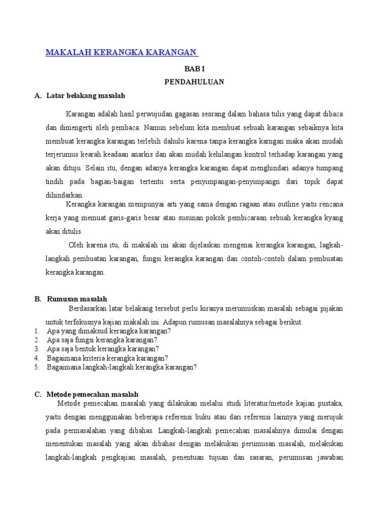 Makalah Kerangka Karangan