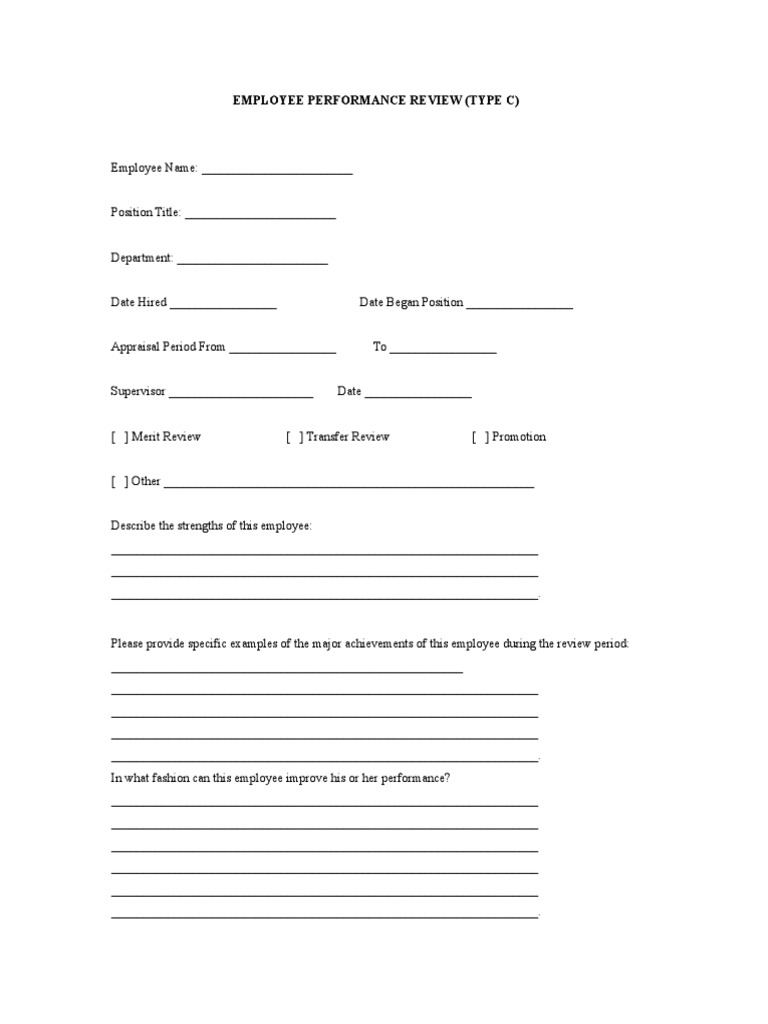 Employee Performance Review Form | PDF