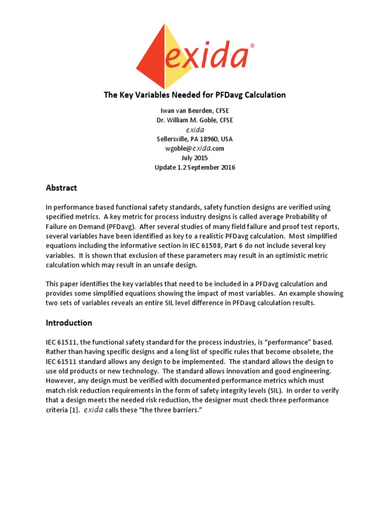 Key Variables for PFDavg Calculation | PDF | Prevention | Safety