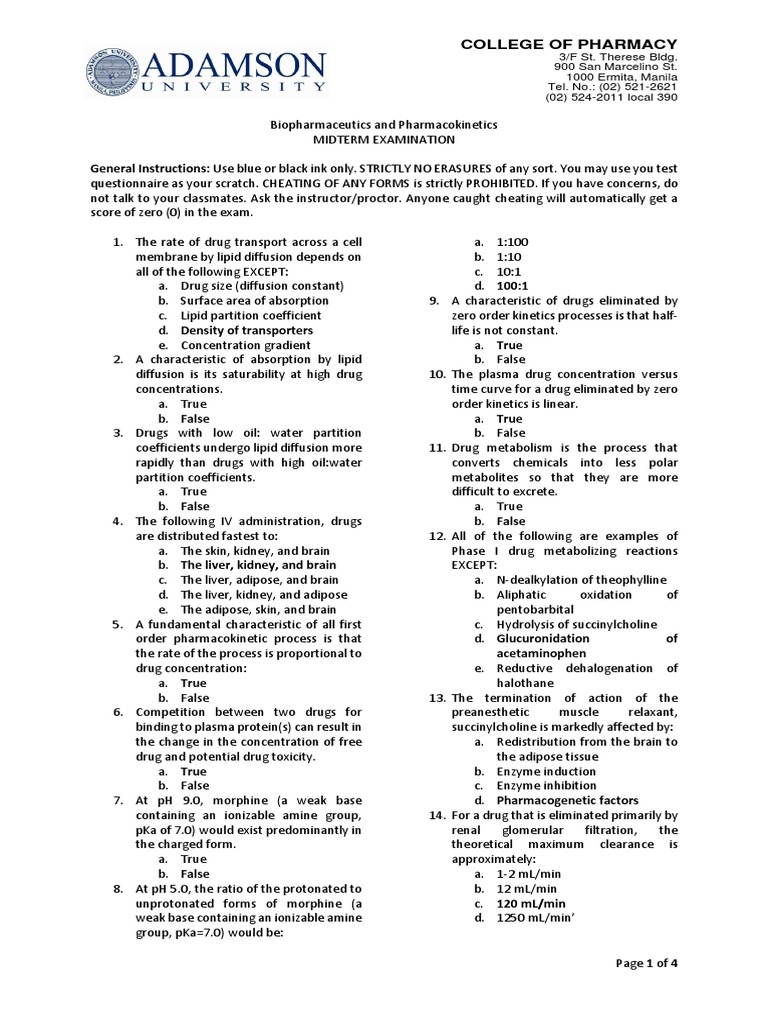 Quiz 2 Biopharm PDF Pharmacology