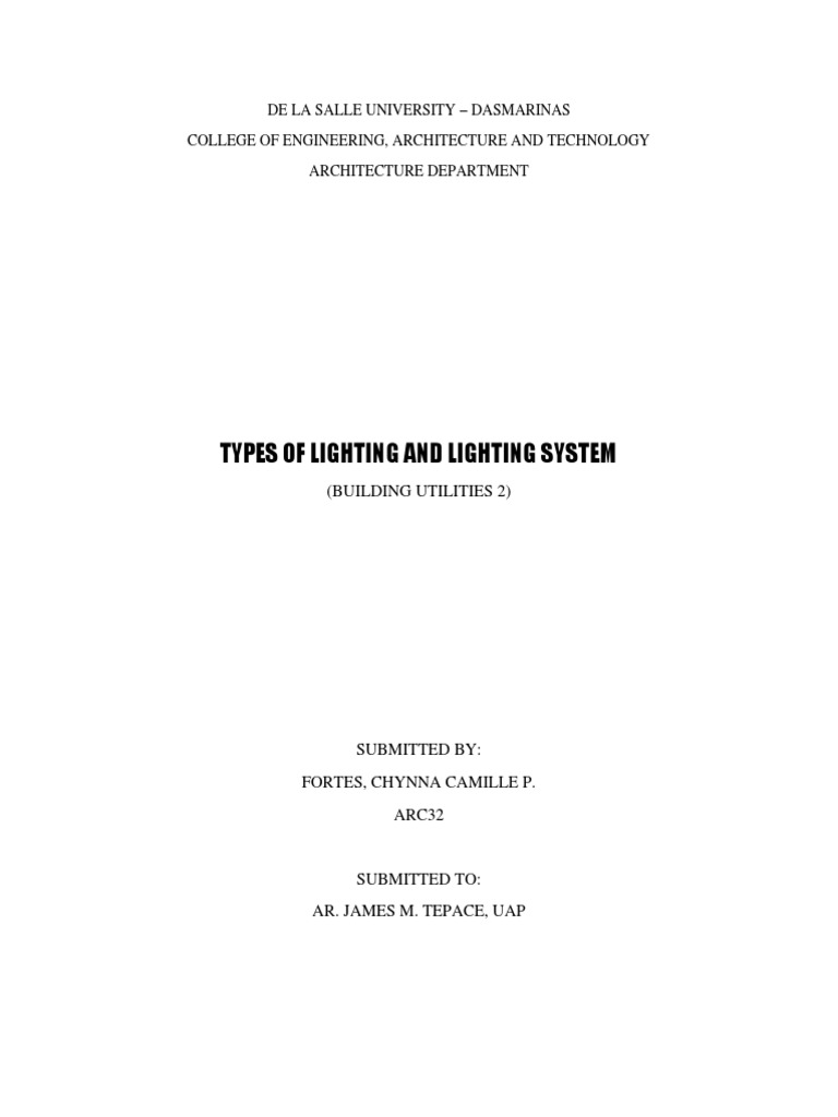 Types of Lighting and Lighting System PDF Lighting Light