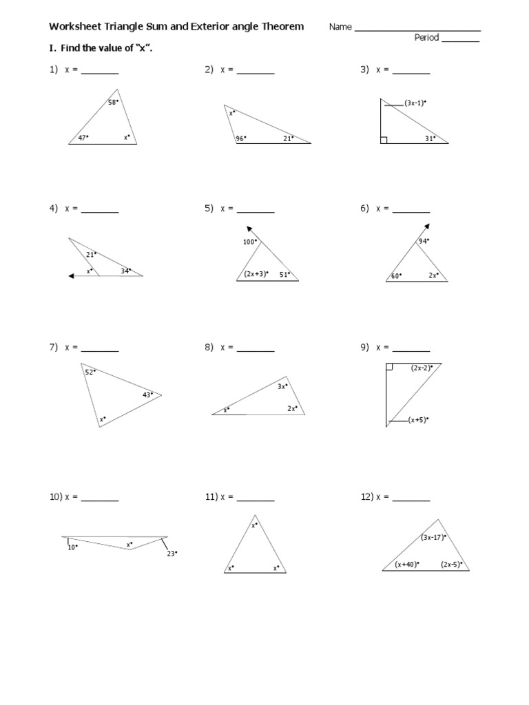 Trianglewsexterior Angle Accelerated  PDF  Classical Geometry Inside Exterior Angle Theorem Worksheet