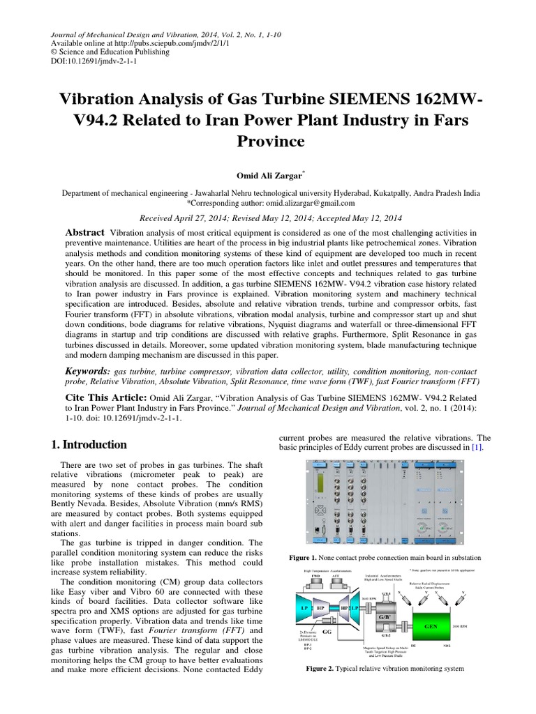 Vibration Analysis of Siemens v94 Gas Turbine | PDF | Gas Turbine | Turbine