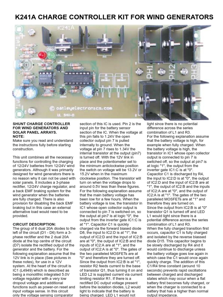 K241 Charge Controller for Wind/Solar | PDF | Rectifier | Electronic ...