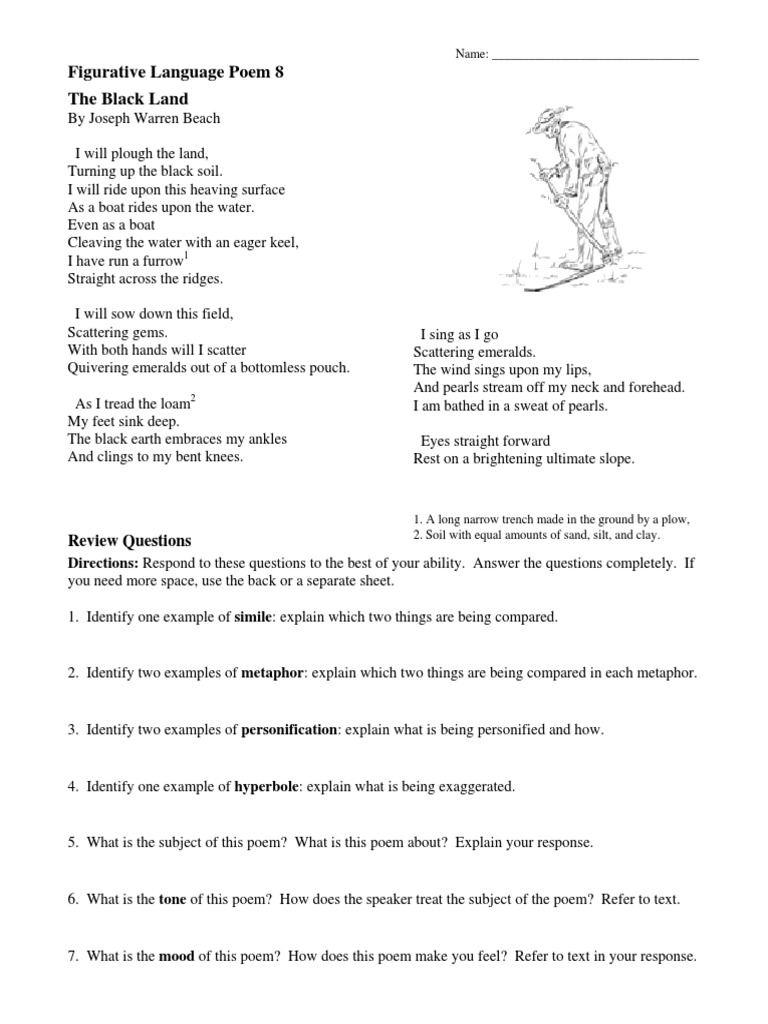 Figurative Language Poem 8 The Black Land by Joseph Warren Beach | PDF |  Nature