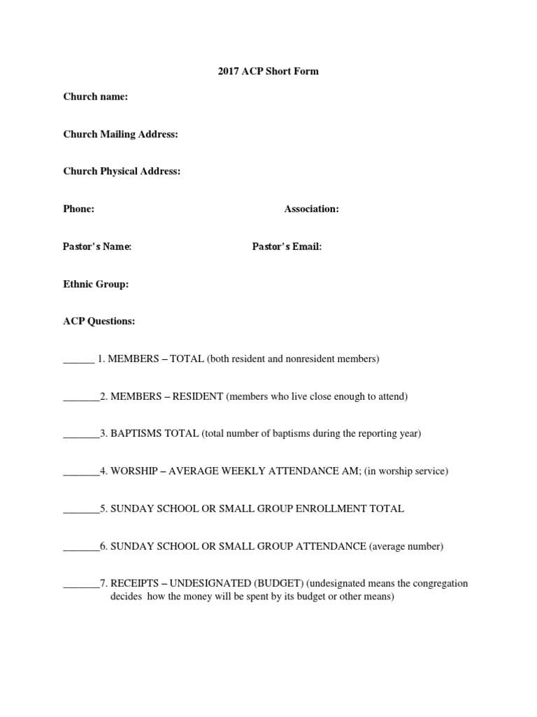 Church Annual Report Form | PDF | Self-Improvement