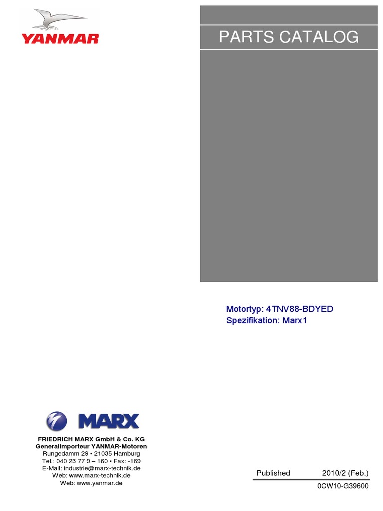 58   MITSUBISHI　カタログ Yanmar Spare Parts 4tnv88 Bdyed Marx 0cw10 g39600 | PDF