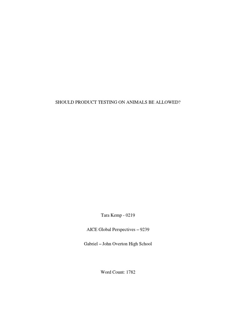Global Perspectives Paper | PDF | Animal Testing | Experiment