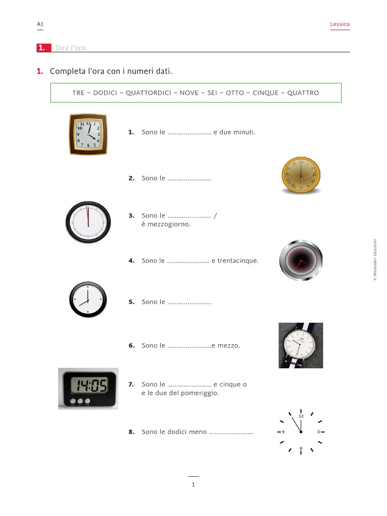A1 Lessico Che Ore Sono