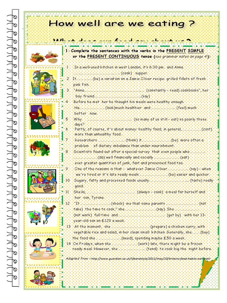 Present Continuous in Cooking Context | PDF | Meal | Verb