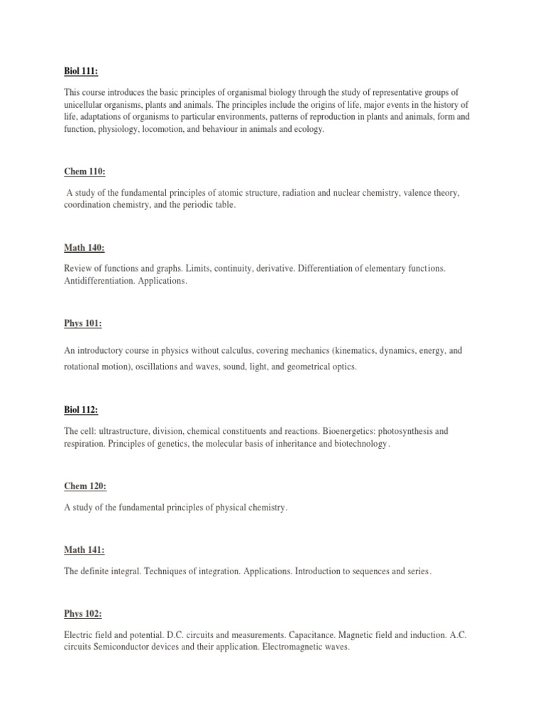 McGill University Course Descriptions PDF Matrix (Mathematics