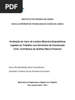 Avaliação Do Risco de Lesões Músculo-esqueléticas Ligadas Ao Trabalho Nos Serventes