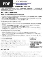 Perfect Trading CV Sample