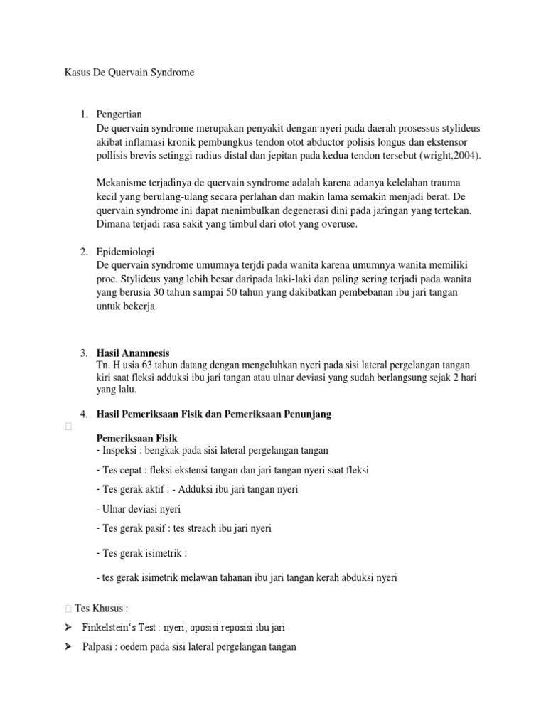 Kasus De Quervain Syndrome Pdf
