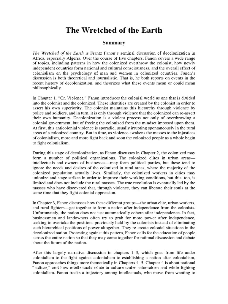The Wretched of The Earth | Download Free PDF | Frantz Fanon | Colonialism