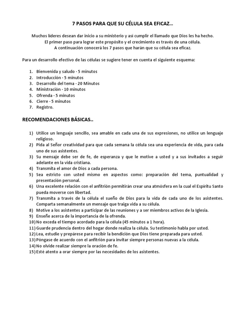 7 Pasos para Células Eficaces | PDF | Crecimiento personal y profesional