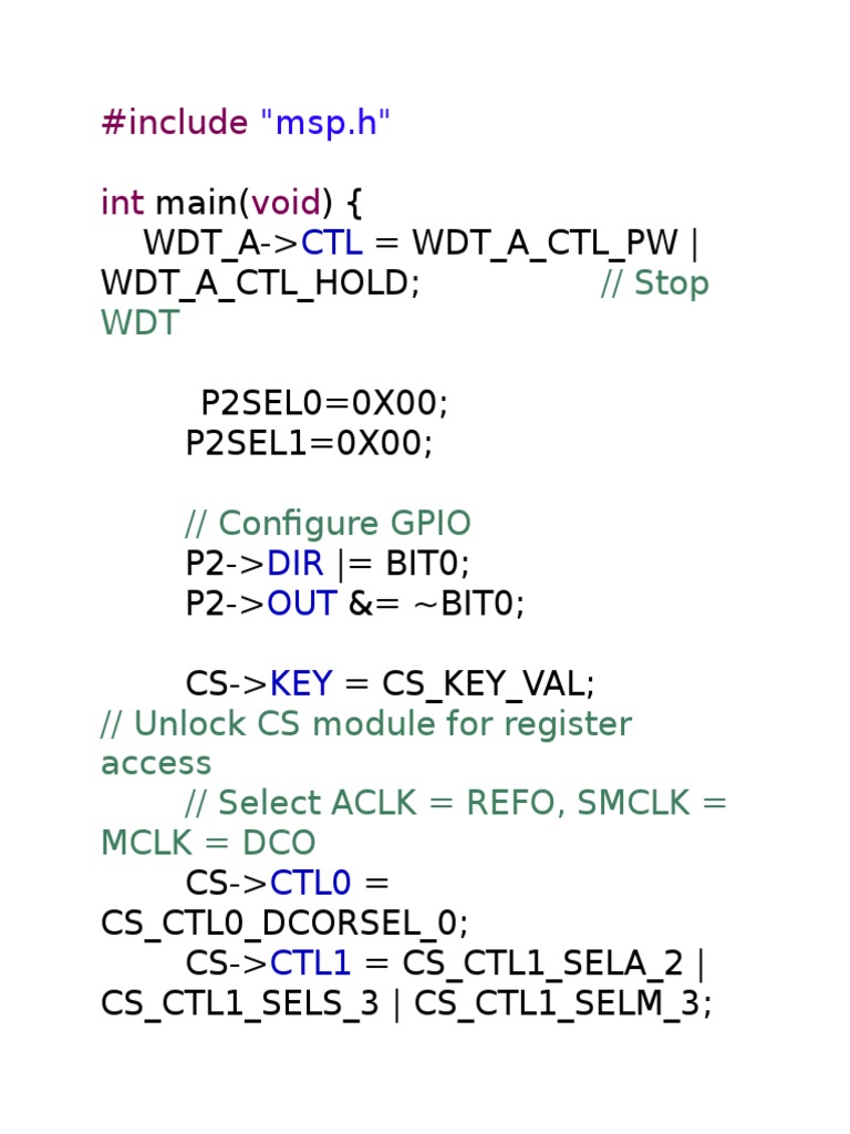 MSP430 GPIO Timer Interrupt Example | PDF