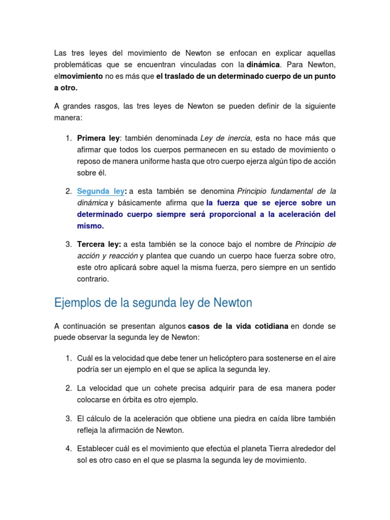 Leyes de Newton Ejemplos | PDF | Las leyes del movimiento de Newton |  Conduccion termica