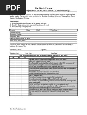 Hot Work Permit