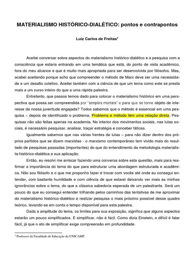 Materialismo Histórico-Dialético em Debate | PDF | Contradição ...