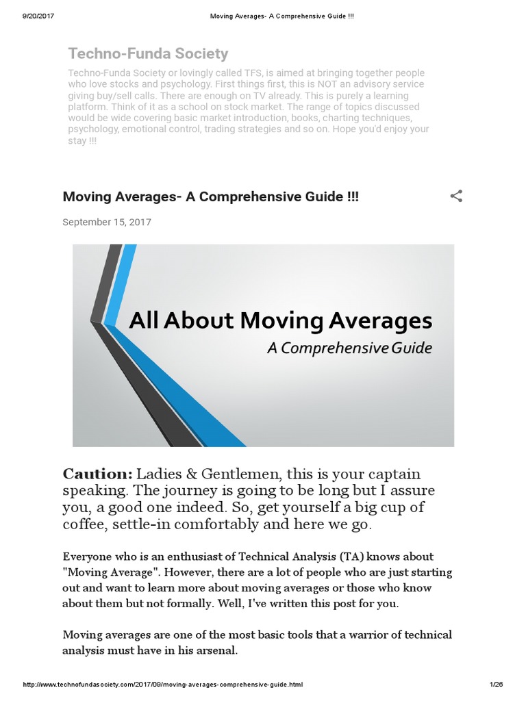 Moving Averages A Comprehensive Guide Pdf Moving Average