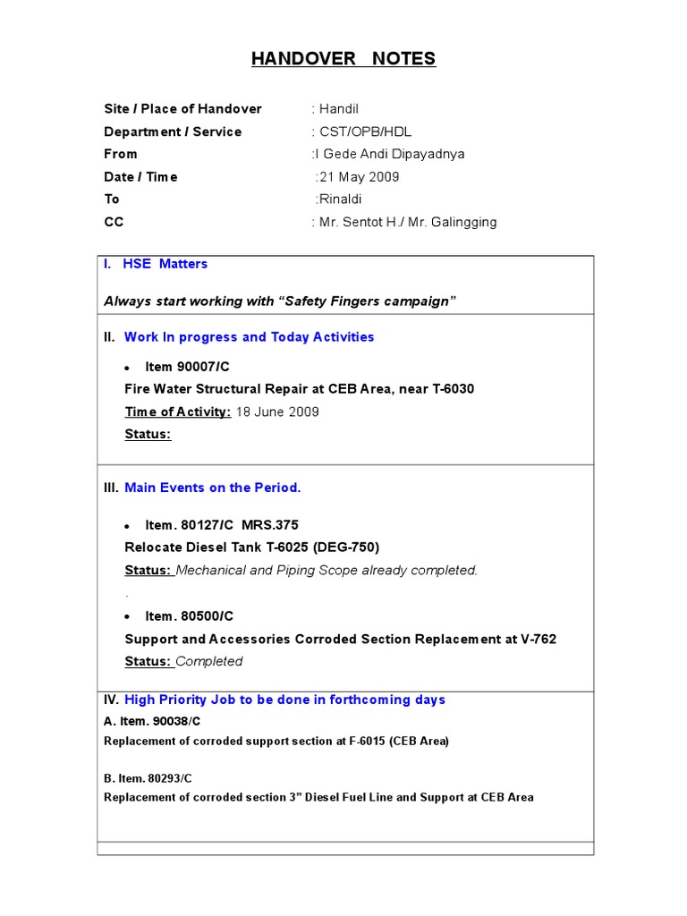 Handover Notes for CST/OPB/HDL Team | PDF | Technology & Engineering