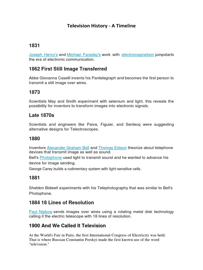 Television History | PDF | Television | High Definition Television