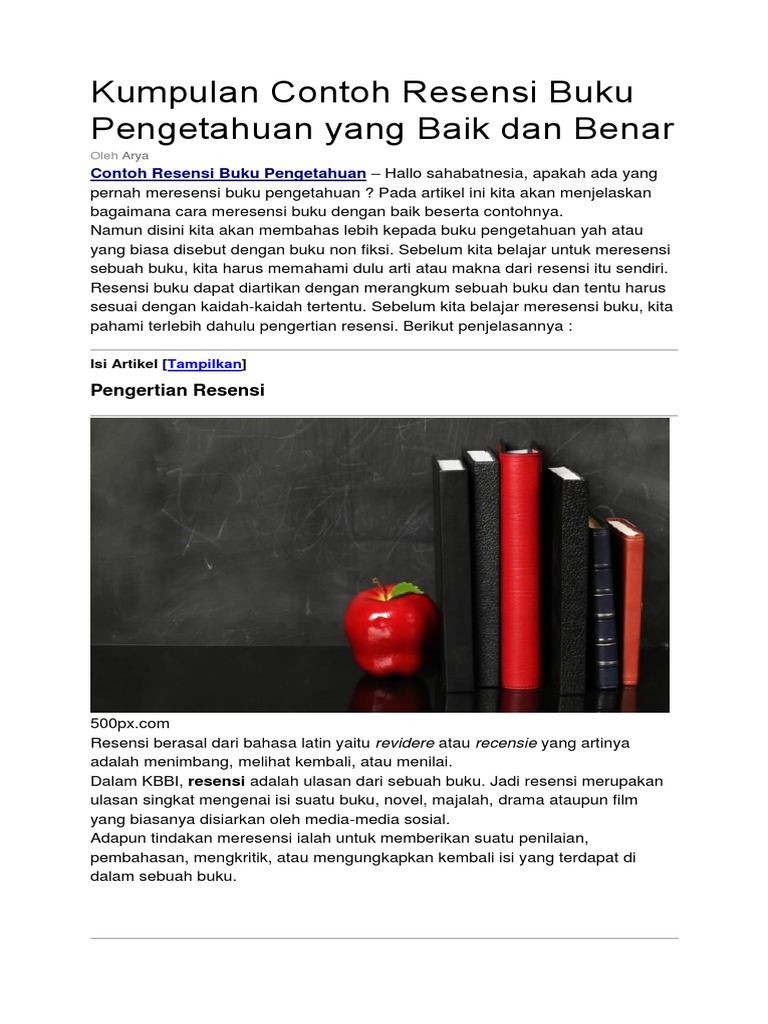 Kumpulan Contoh  Resensi Buku  Pengetahuan yang  Baik dan 