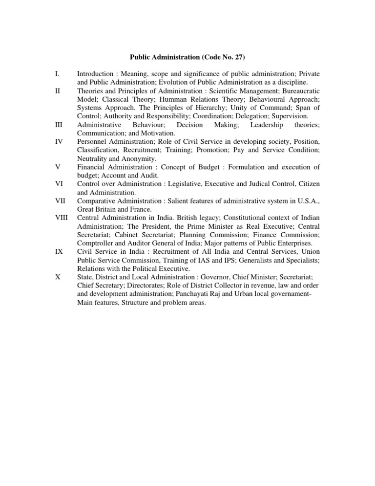 Overview of Public Administration Concepts | PDF