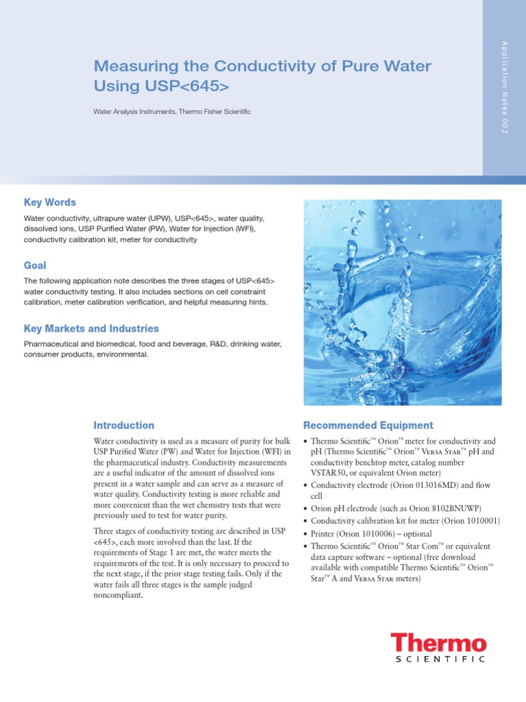 App Note 002 Measuring the Conductivity of Pure Water Using USP 645