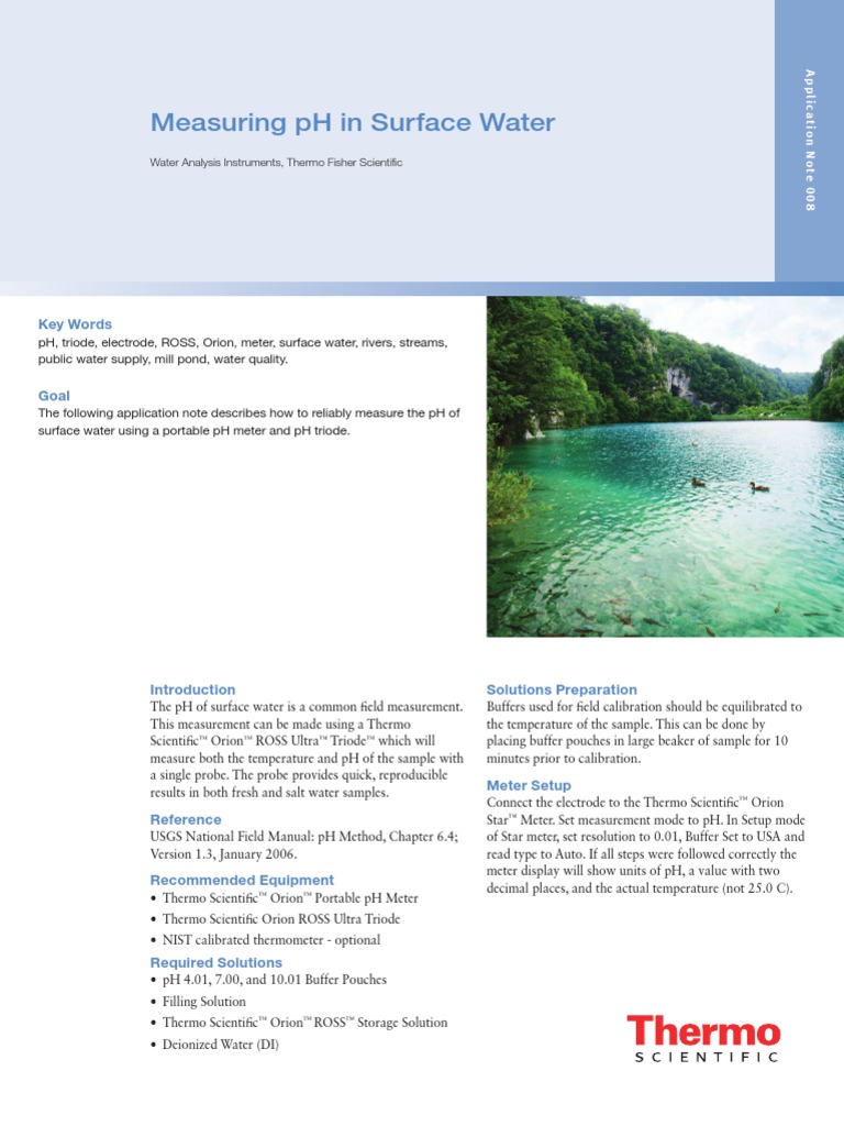 App Note 008 Measuring PH in Surface Water | PDF | Ph | Calibration