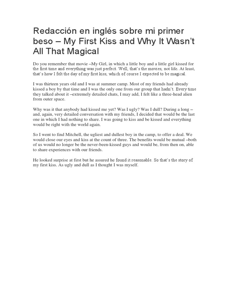 Redacción en Inglés Sobre Mi Primer Beso PDF