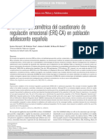 Validación Psicométrica Del Cuestionario de Regulación Emocional (ERQ-CA) en Población Adolescente Española