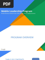 Mobile Leadership Program: Mobile Market, Mobile Assets, Why Google, Mobile Measurement